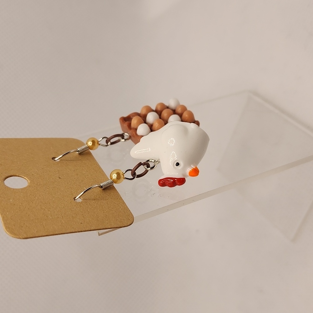 Chicken & Eggs Earrings - Picture 2 of 2